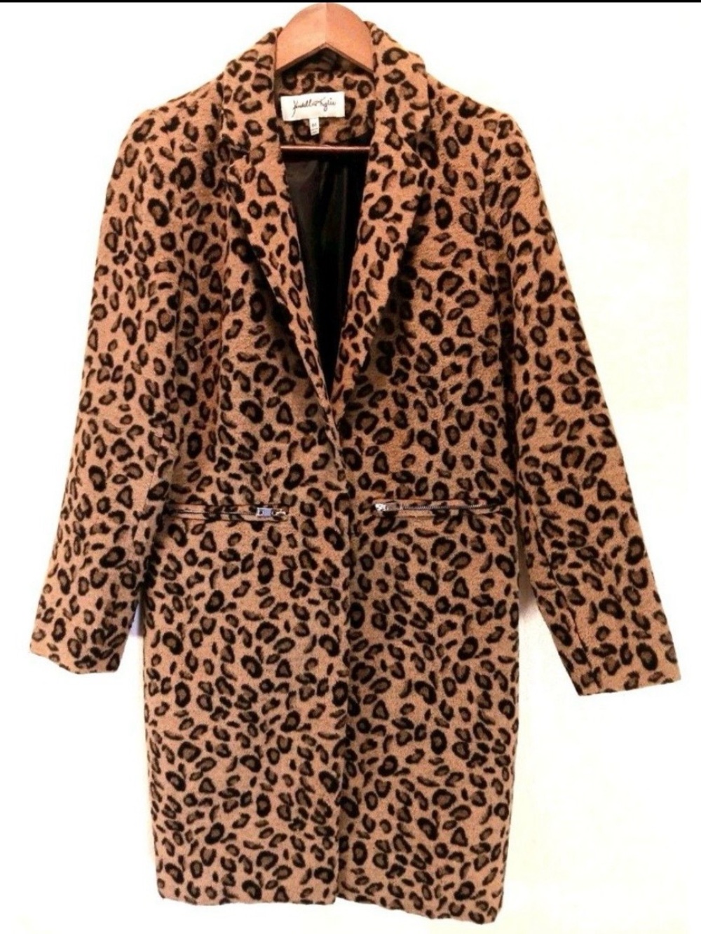 Kendall & Kylie Leopard Print Trench Coat in Tan and Black